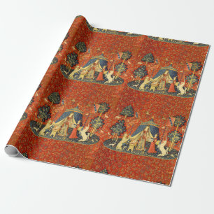 Papel De Regalo Dama y Unicornio Tapiz Medieval: Arte Francés