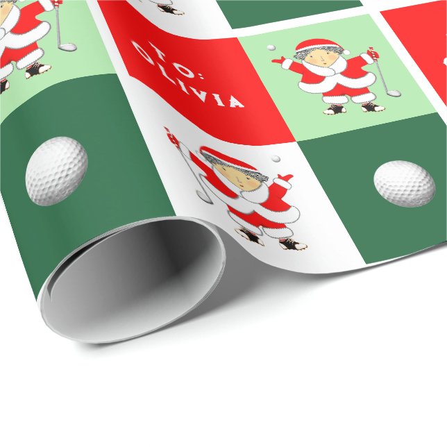 Papel De Regalo Damas de Navidades de golf regalo de vacaciones (Esquina del rollo)