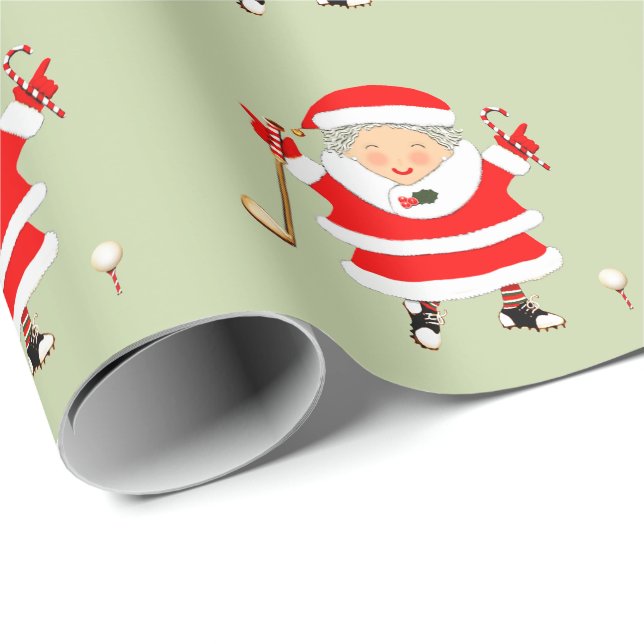 Papel De Regalo Damas de Navidades de golf regalo de vacaciones (Esquina del rollo)