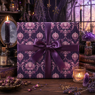 Papel De Regalo Damascado de Loto Mauve Victoriano Gótico