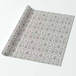 Papel De Regalo Damascado Floral Victoriano Blanco Vintage