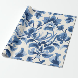 Papel De Regalo Damasco azul