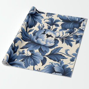 Papel De Regalo Damasco azul