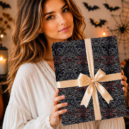 Papel De Regalo Damasco barroco de plata gótico