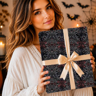 Papel De Regalo Damasco barroco de plata gótico