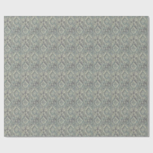 Papel De Regalo Damasco beige verde azulado y caliente