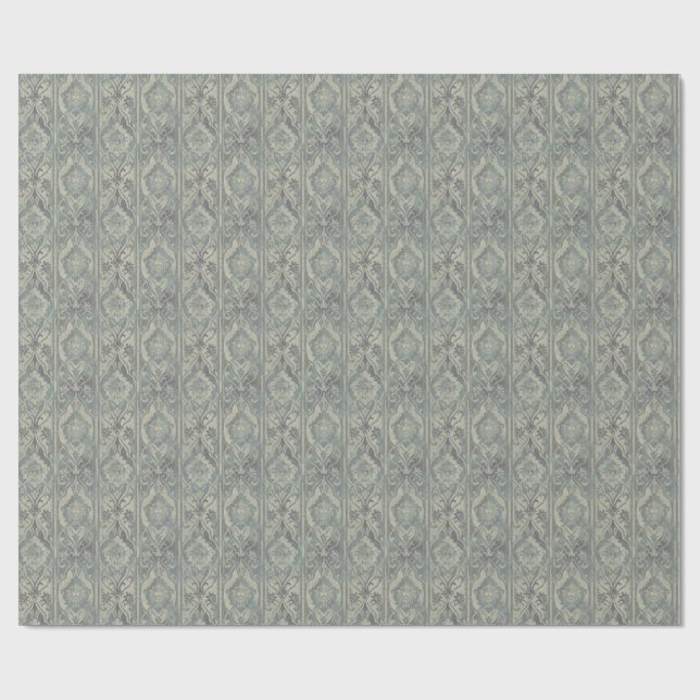 Papel De Regalo Damasco beige verde azulado y caliente (Superficie plana)