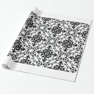Papel De Regalo Damasco blanco negro #2 del vintage