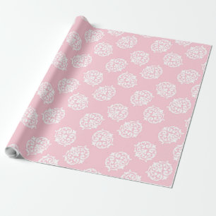 Papel De Regalo Damasco blanco victoriano en rosa
