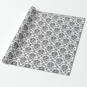 Papel De Regalo Damasco blanco y negro elegante