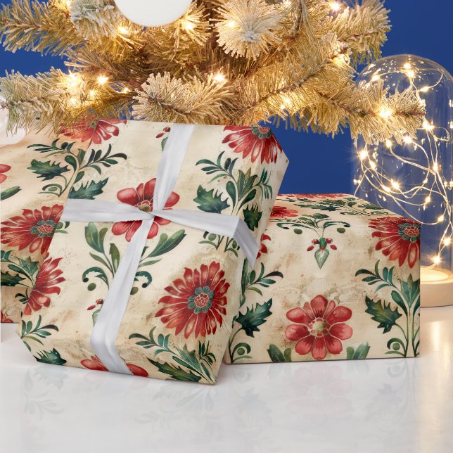 Papel De Regalo Damasco de antiguos Navidades (Vacaciones)