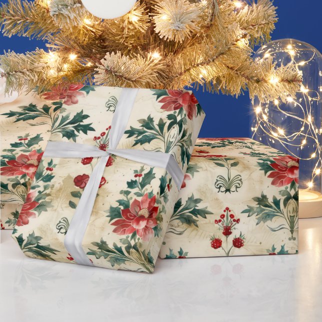 Papel De Regalo Damasco de antiguos Navidades (Vacaciones)