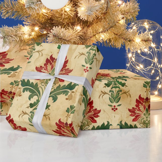 Papel De Regalo Damasco de antiguos Navidades (Vacaciones)
