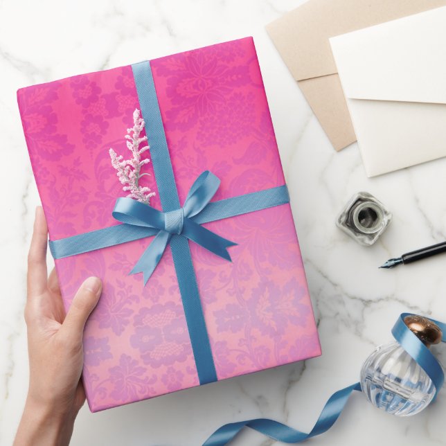 Papel De Regalo Damasco de color rosa (Regalar)