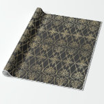 Papel De Regalo Damasco de cosecha gris y dorada<br><div class="desc">Papel de envolvimiento adamascado vintage de parís gris y dorado.</div>