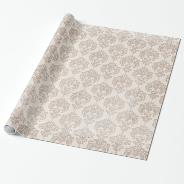 Papel De Regalo Damasco de crema (Desenrollado)