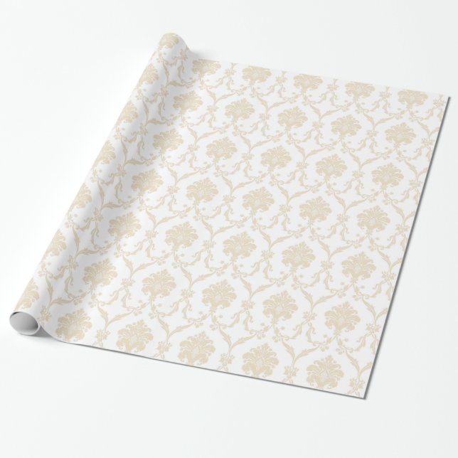 Papel De Regalo Damasco de crema (Desenrollado)