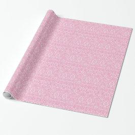 Papel De Regalo Damasco de época victoriana de la piña rosa de Fuc