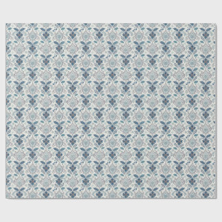 Papel de regalo Damasco de Invierno Azul