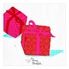 Papel De Regalo Damasco de Navidades modernos | Rosa rojo