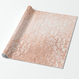 Papel De Regalo Damasco de Oro Rosa