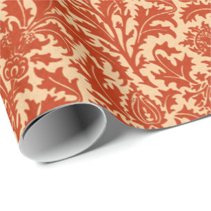 Papel De Regalo Damasco del cardo de William Morris, mandarina