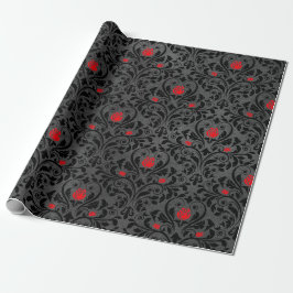 Papel De Regalo Damasco del rosa rojo y del negro