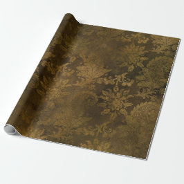 Papel De Regalo Damasco dorado de bronce vintage