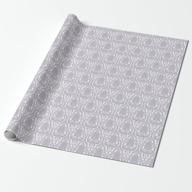 Papel De Regalo Damasco elegante lamentable de la lila (Desenrollado)