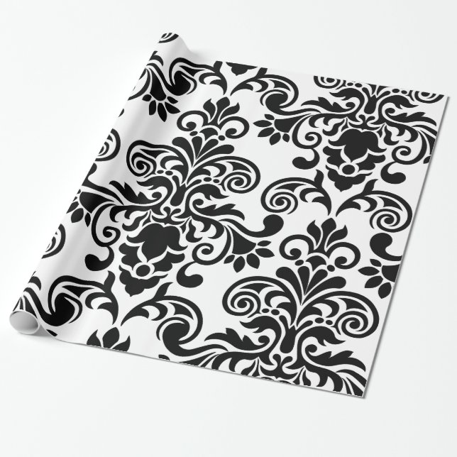 Papel De Regalo Damasco floral modelado (Desenrollado)