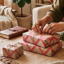 Papel De Regalo Damasco Floral Rosa Marroquí Vintage