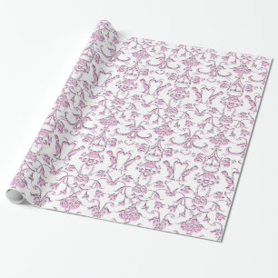 Papel De Regalo Damasco Florentino Vintage (Rosa)