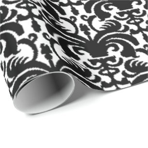 Papel De Regalo Damasco intrépido grande (negro)