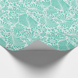 Papel De Regalo Damasco moderno acuático tropical floral<br><div class="desc">Un bonito diseño floral moderno,  con un toque tropical en blanco y acuático,  que hace que sea una maravilla. Adecuado para todo tipo de ocasiones,  es una elección versátil para las ocasiones de regalo.</div>