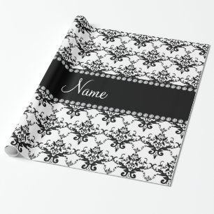 Papel De Regalo Damasco negro blanco conocido personalizado