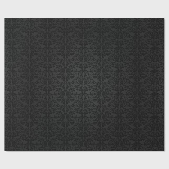 Papel De Regalo Damasco negro de la mariposa (Superficie plana)