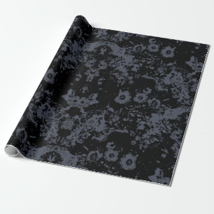 Papel De Regalo Damasco negro floral