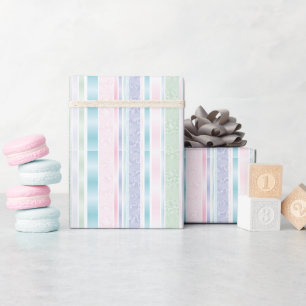 Papel De Regalo Damasco Pastel y diseño a rayas