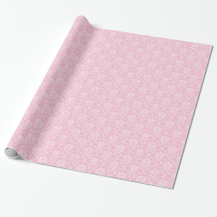 Papel De Regalo Damasco rosa y blanco