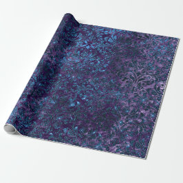 Papel De Regalo Damask Blue Navy Black Royal Purple Velvet