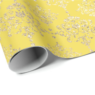 Papel De Regalo Damask Gold Faux Royal Metallic Yellow