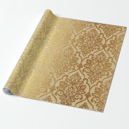 Papel De Regalo Damask Kraft Gold Natural Royal Antonietta Elegant