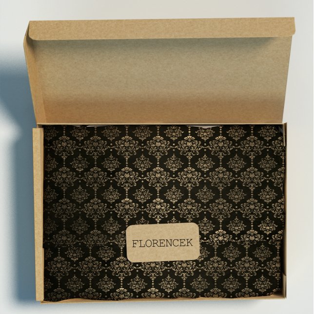 Papel De Regalo Damask Royal Moda Golden Velvet Black Gold (Damask Royal Chic Golden Velvet Black Gold Wrapping Paper)