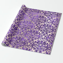 Papel De Regalo Damask Royal Purple Amethyet Violet Rubor Skinny