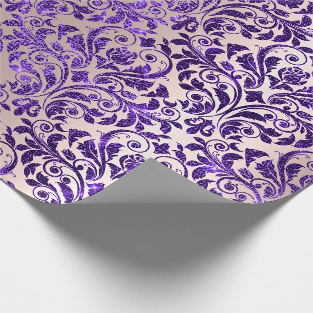 Papel De Regalo Damask Royal Purple Amethyet Violet Rubor Skinny (Esquina)