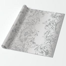 Papel De Regalo Damask Silver Gray Royal Metalizado Antonietta Cot