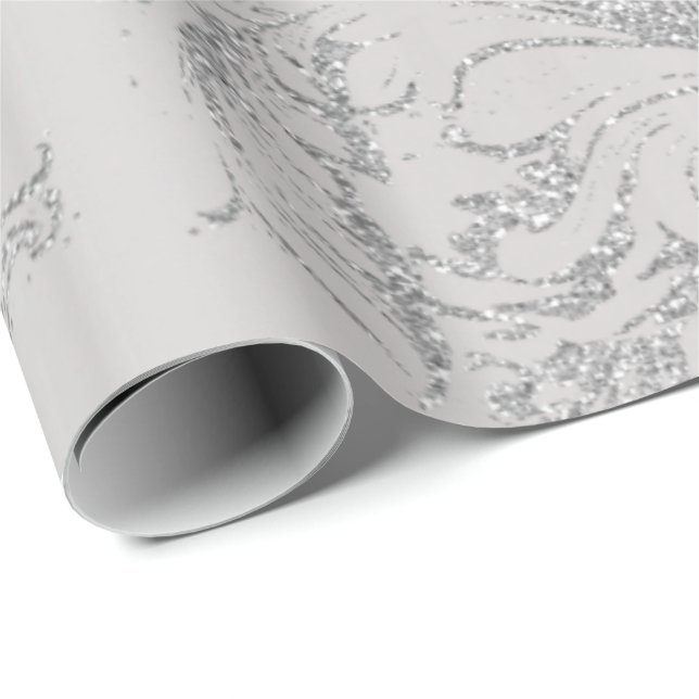 Papel De Regalo Damask Silver Gray Royal Metalizado Antonietta Cot (Esquina del rollo)