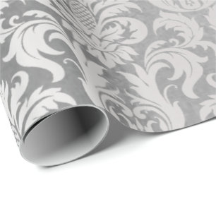 Papel De Regalo Damask Silver Gray Royal Metallic Elegant Wedding