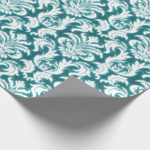 Papel De Regalo Damask Verde azulado azul turquesa océano océano t