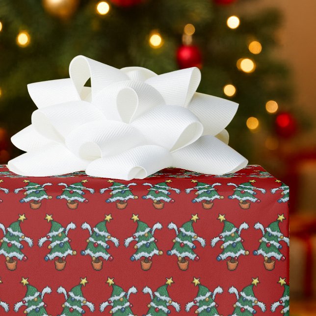 Papel De Regalo Dancing Christmas Trees Xmas Pixel Art Pattern (Subido por el creador)